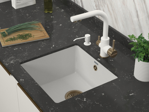 Смеситель для кухни Paulmark ESSEN Es213011-431BR на мойку белый/бронза - фото 2